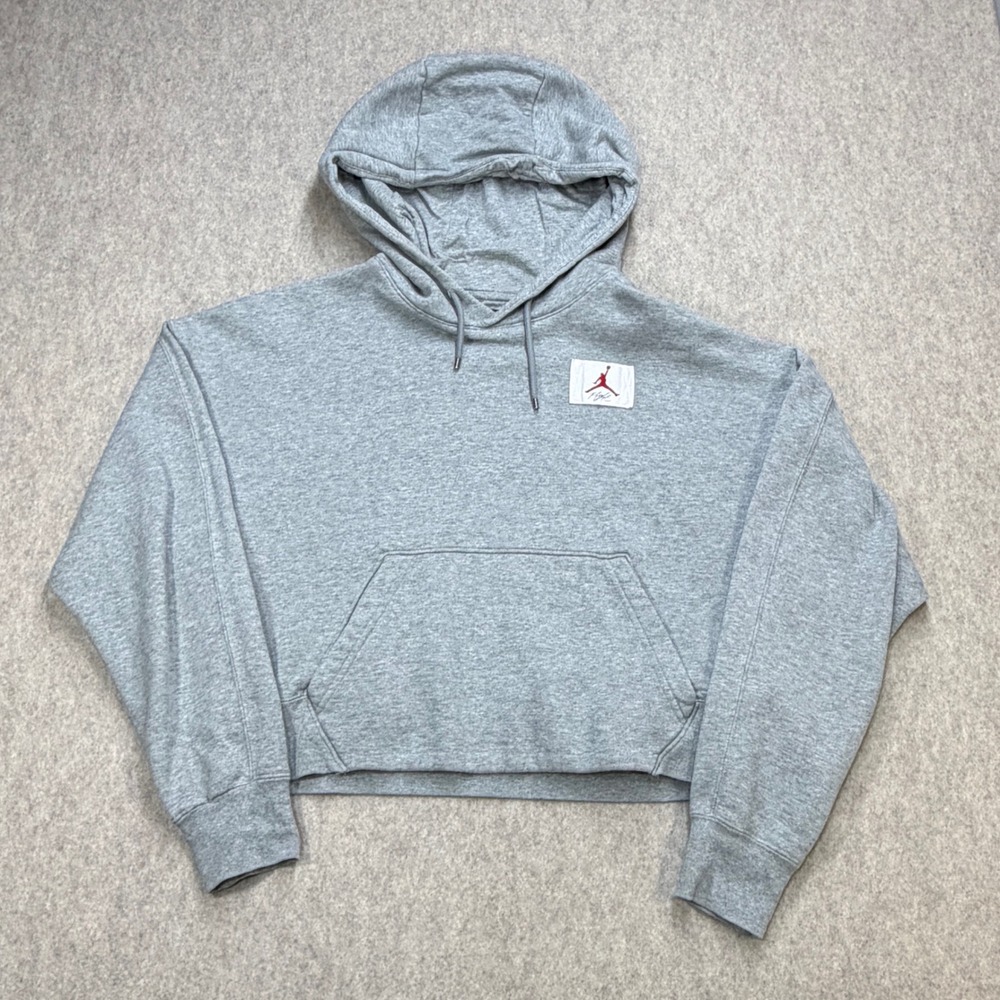 Jordan Flight Hoodie Womens S Gray Loose Cropped Athleisure Streetwear Gorpcore